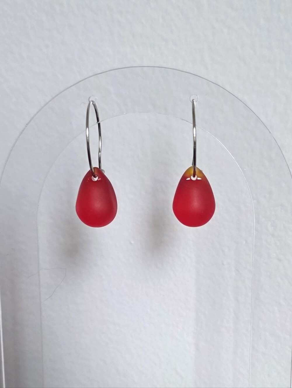 Red Teardrop Hoops Women’s Earrings